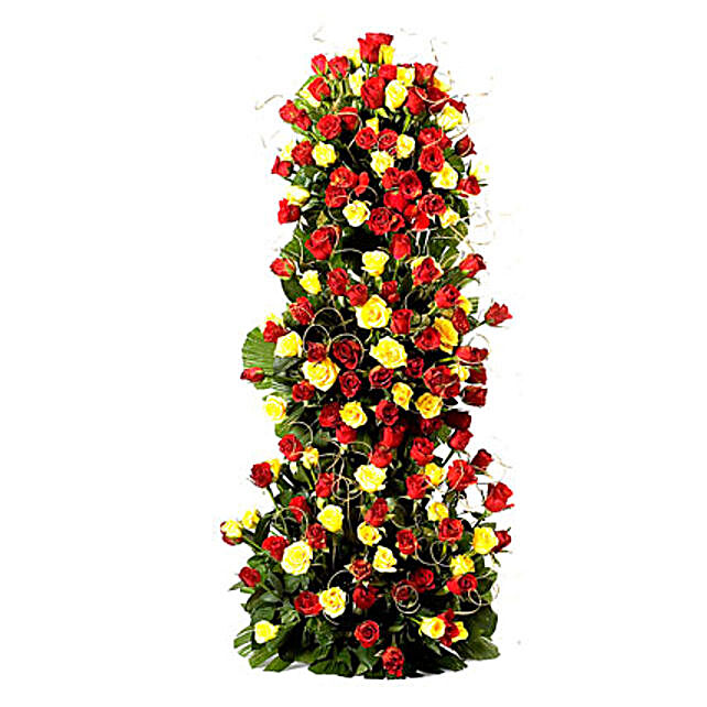 Red & Yellow Roses Tree Arrangement