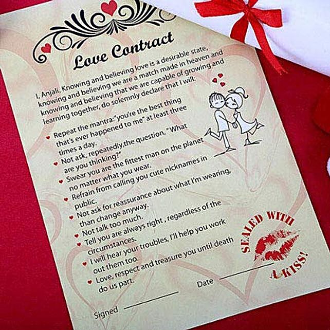 Personalized Love Contract for Him | Gift Personalized Love Contract