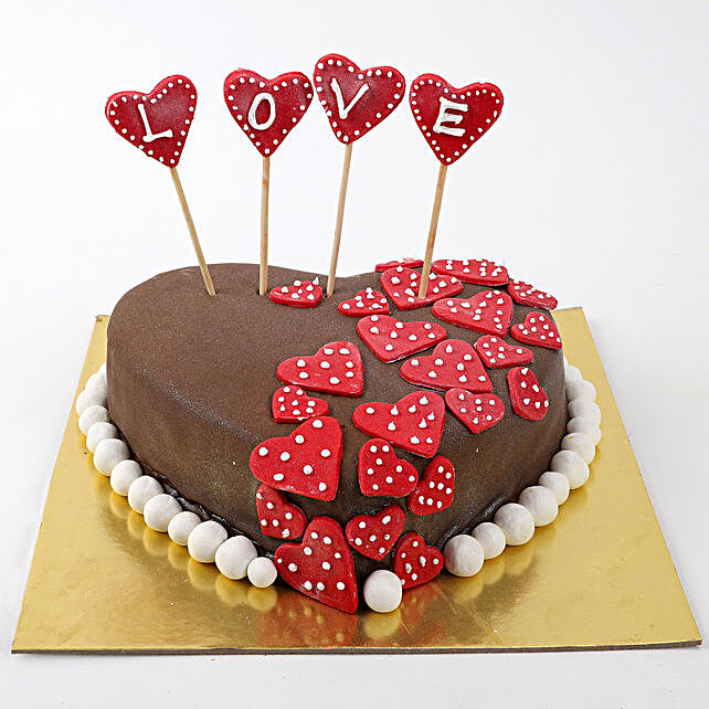 valentine red hearts chocolate cake