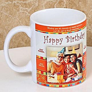 Cheers On the Birthday-Personalized Mug,White And Orange Color