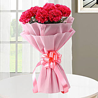 Bunch of 10 pink carnations